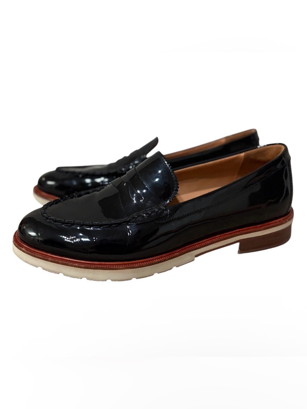 Samuel Hubbard Tailored Traveler Black Patent Leather Penny Loafers Sz 10
Made